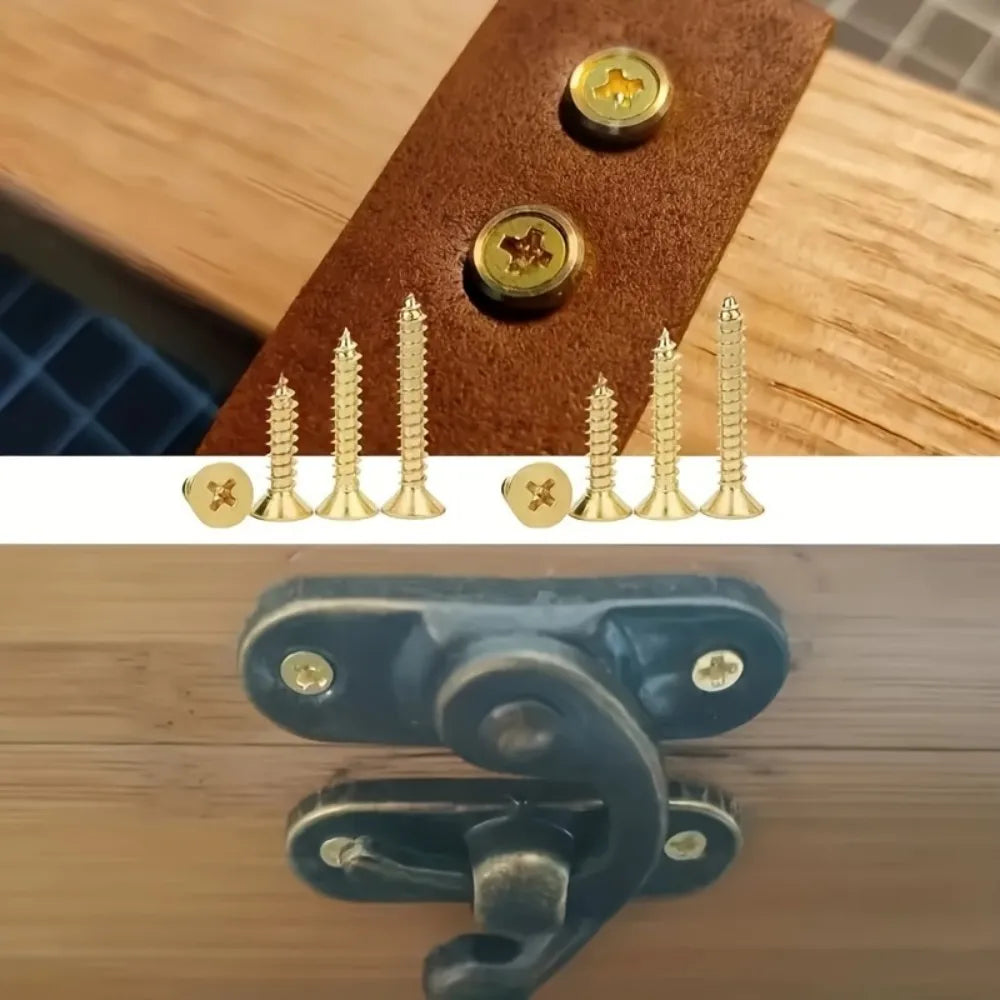 1200pcs 6 Kinds M2 M2.5 Brass Carbon Steel Flat Head Self Tapping Cross Recessed Pan Head Screw Assortment Kit Small Hinge Wood