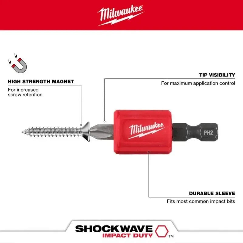 Milwaukee 48-32-4550 SHOCKWAVE Impact Duty Magnetic Attachment & PH2 Bit Set 3PC