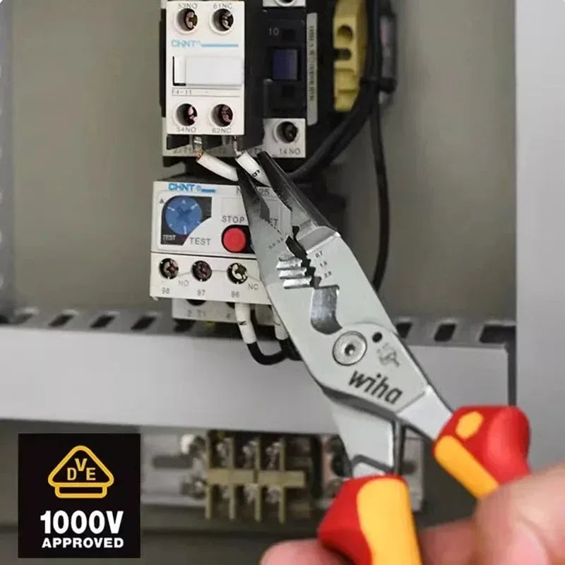 Genuine Wiha 8-in-1 Multi-Purpose Pliers – Insulated Wire Strippers for Electricians, 1000V VDE Tested