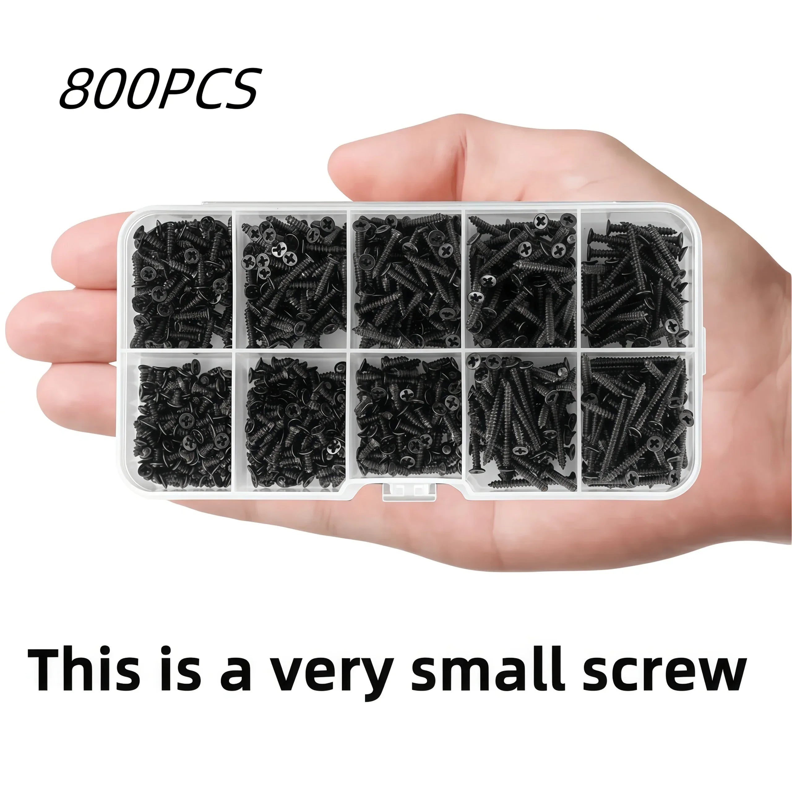800-piece M2 self-tapping screw set in various sizes and styles -  appliance assembly including convenient storage boxes