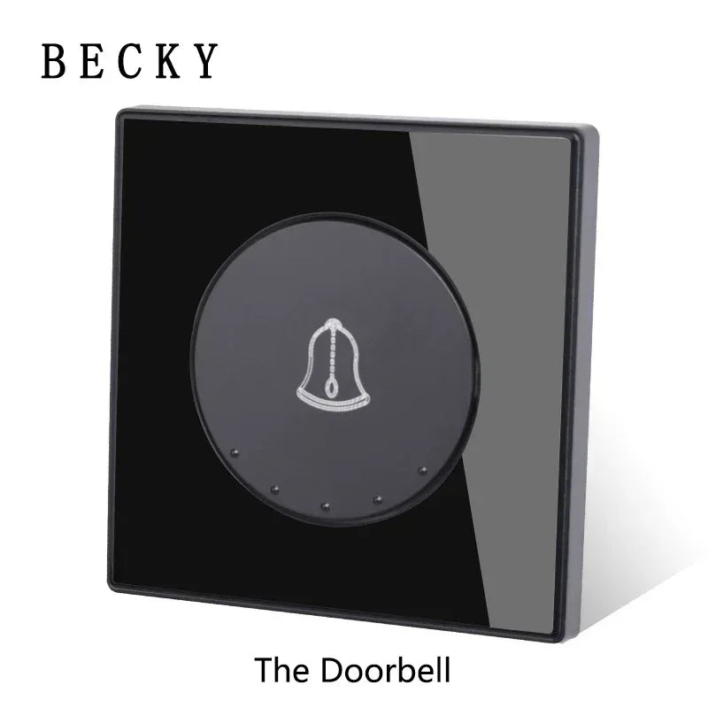 Black Glass Wall Switch & Socket Panel – EU/UK Standard with USB, TV/SAT/Network Ports, Modern Sliding Design