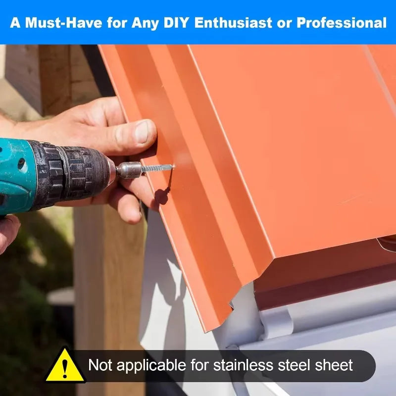 100P#8 M4.2 Self Tapping Sheet Metal Screws 410 Stainless Steel Hex Washer Head High-Strength Quick Tapping Screws Lath to Metal