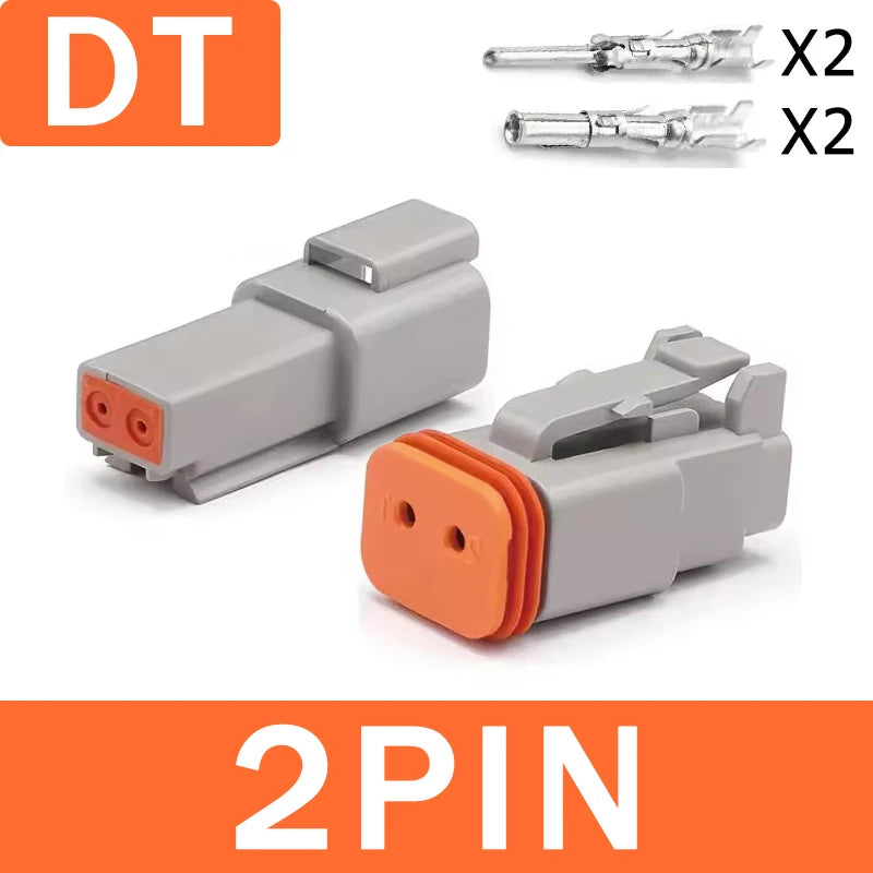 1Set DT Connector 2P/3P/4P/6P/8P 22-16AWG Waterproof Electrical Deutsch Connector Plug Kit DT06-2S DT04-2P For Car