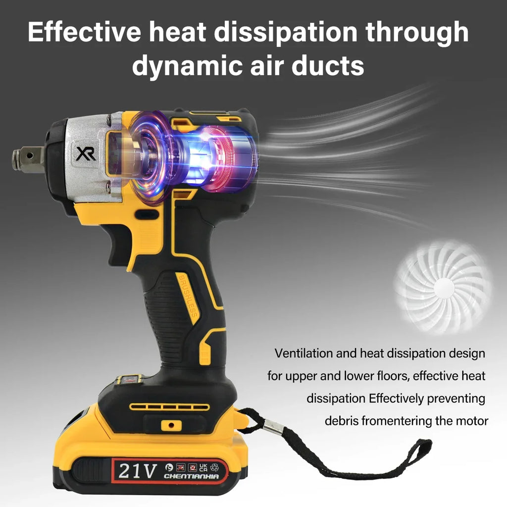 1000Nm 1/2" Cordless Electric Impact Wrench Drill Gun Ratchet Driver Includes 2 Battery, Charger and Kit Bag