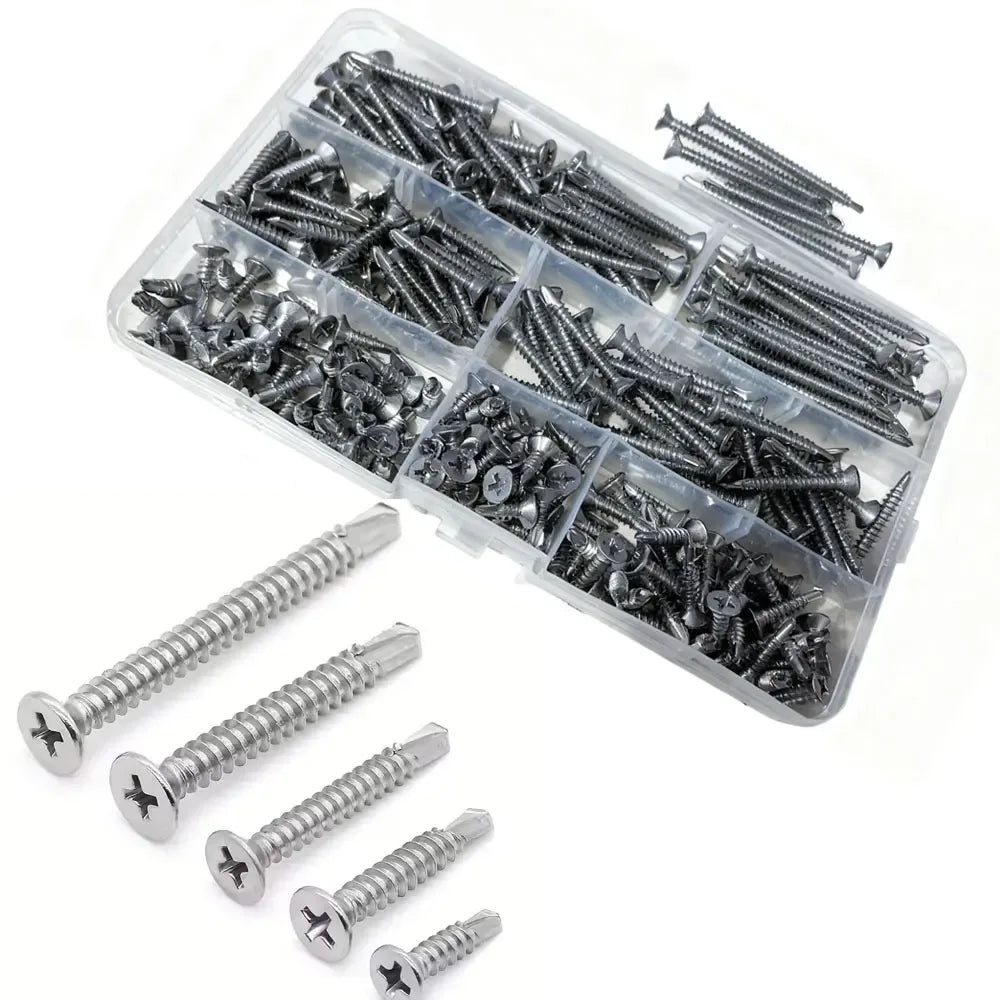 250pcs Stainless Steel Cross Round Head With Pad Self Drilling Self Tapping Screw