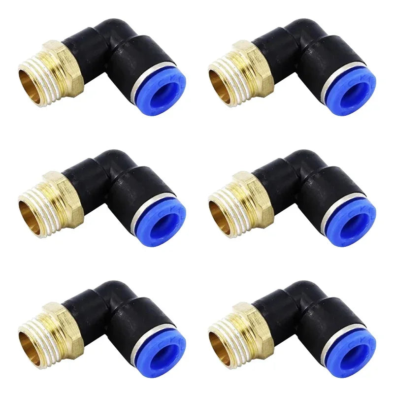 5Pcs SL Water Air Hose Pneumatic Air Connector 1/8 "1/4" 3/8 "1/2" Male Thread Elbow Pneumatic Fitting 4/6/8/10/12mm