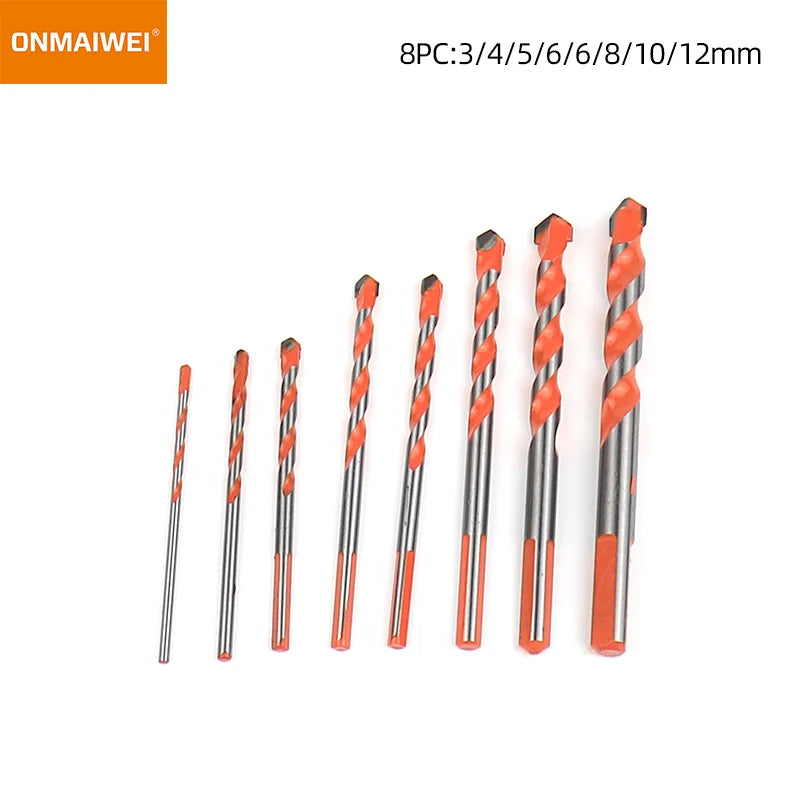 3-12mm Threaded Triangle Tungsten Steel Wall Tile Concrete Drilling Bit Household Marble Overlord Diamond Hand Electric Drill