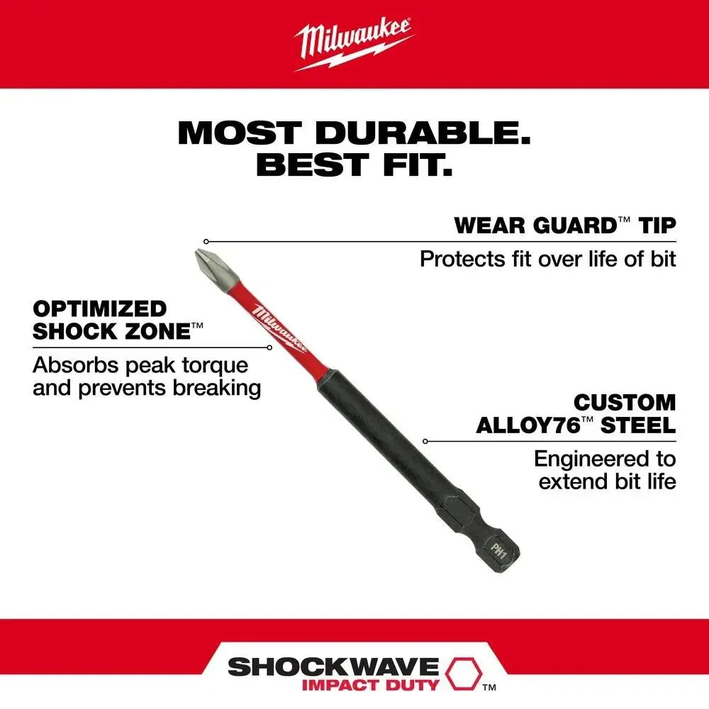 Milwaukee SHOCKWAVE™ Impact Phillips Bits – Durable Driver Bit Set