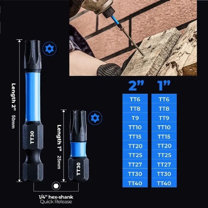 21/10PCS Star Impact Drill Bit Set S2 Steel Hex Head Shank Magnetic Screwdriver Driver Bits Holder Wrench Electric Drill Tools