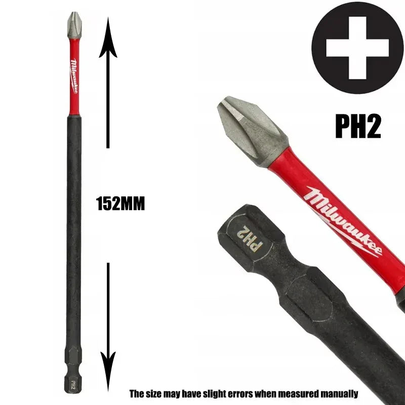 Milwaukee 2PC PH2 152mm Shockwave HSS Drill Bits – Cross-Shaped Screwdriver Heads