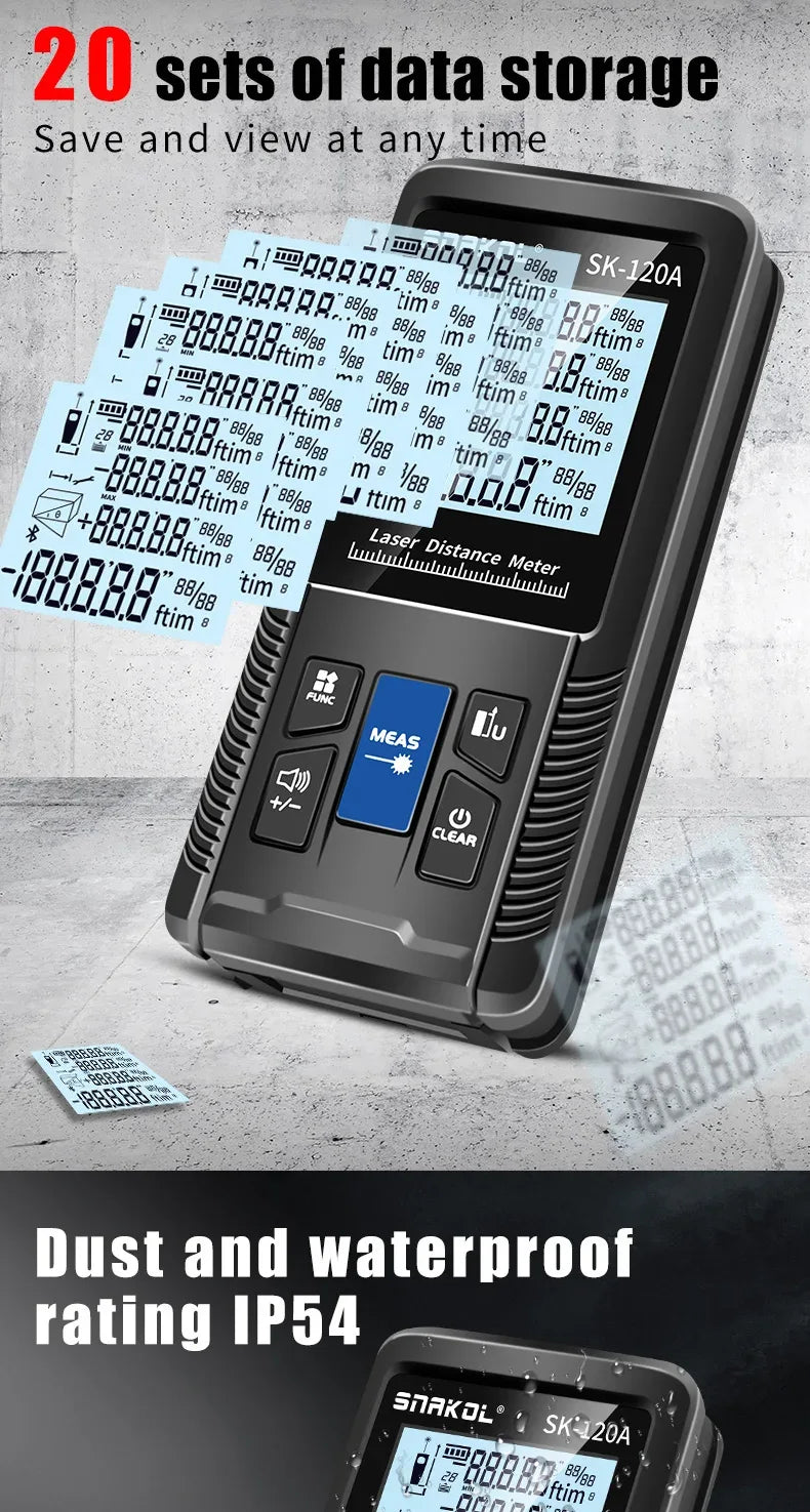 Snakol Laser Distance Meter 40m 50m 70m 100m 120m Rangefinder Digital Range Finder Trena Roulette Ruler Distance Measuring Tape