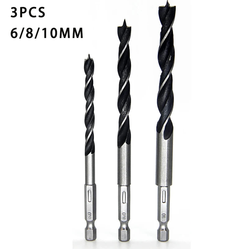3/5pcs 3 4 5 6 7 8 10mm Quick Change Metal Tools 1/4" Hex Shank Wood HCS Drill Bit Set Round handle