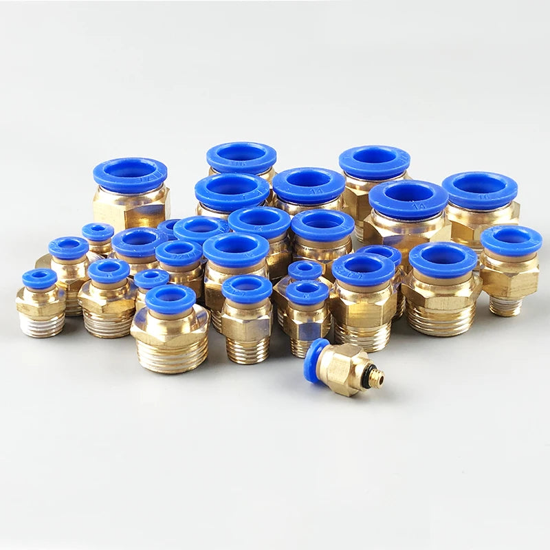 20PCS Pneumatic Air Connector Fitting PC 4mm 6mm 8mm 10mm 12mm Thread 1/8" 1/4" 3/8" 1/2" Hose Fittings Pipe Quick Connectors