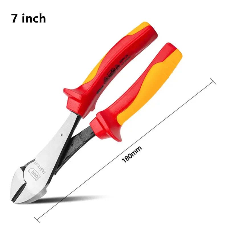 Deli 1000V VDE Insulated Pliers – Diagonal, Long Nose & Wire Cutter