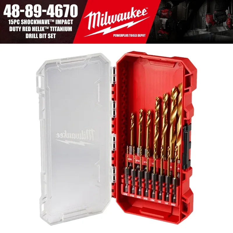 Milwaukee 48-89-4670 15PC SHOCKWAVE™ RED HELIX™ Titanium Drill Bit Set – Impact Duty