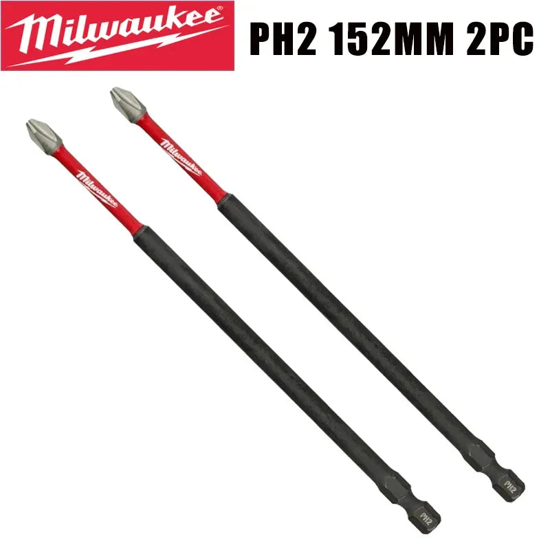 Milwaukee 2PC PH2 152mm Shockwave HSS Drill Bits – Cross-Shaped Screwdriver Heads