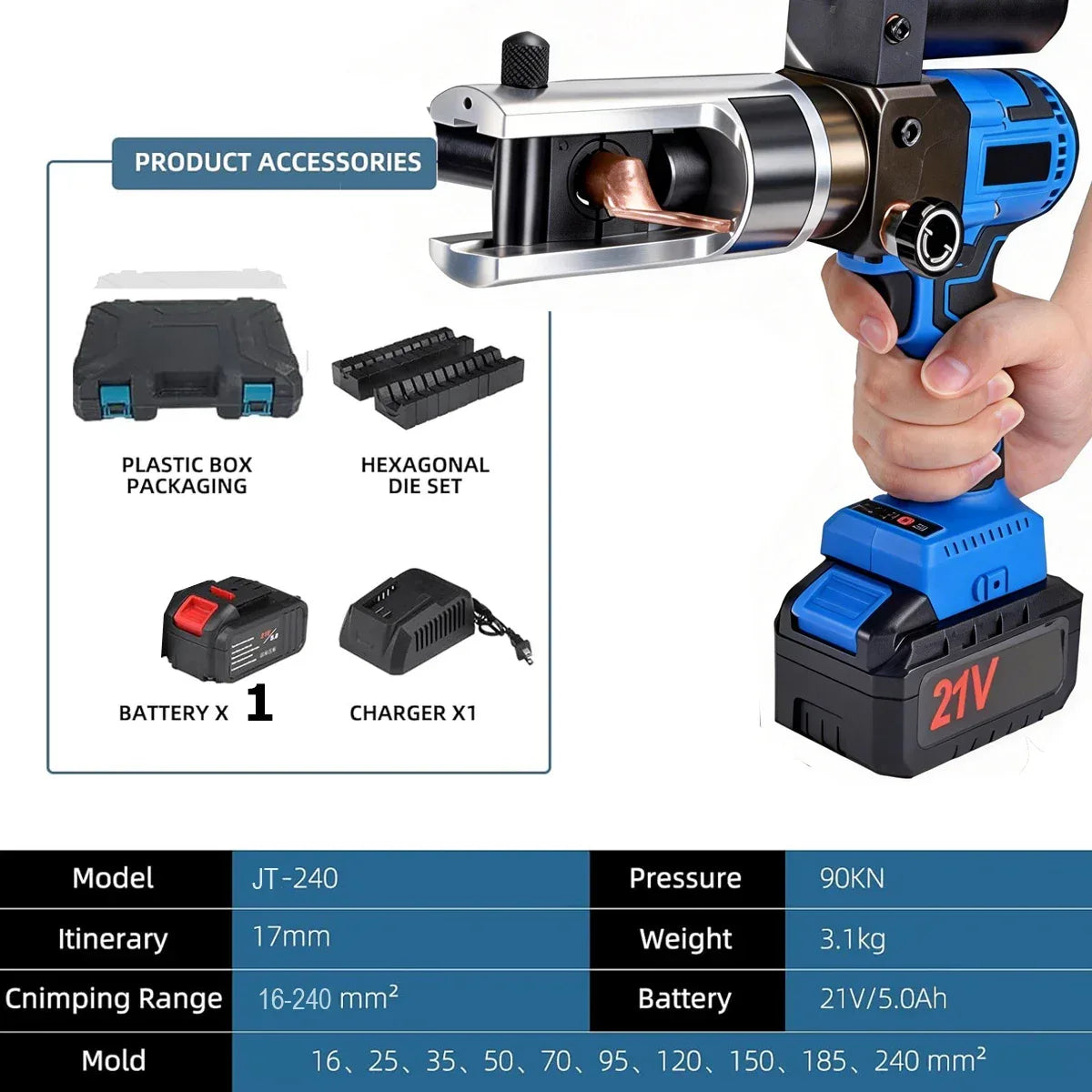 Hydraulic Electric Crimping Tool – Battery Powered Cable & Wire Crimper for Professional Use