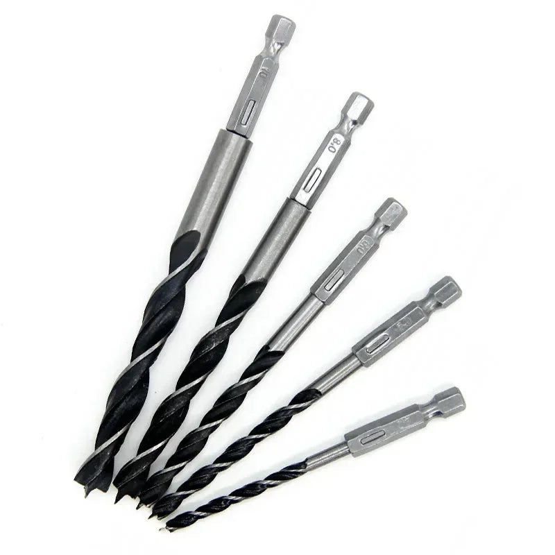 3/5pcs 3 4 5 6 7 8 10mm Quick Change Metal Tools 1/4" Hex Shank Wood HCS Drill Bit Set Round handle