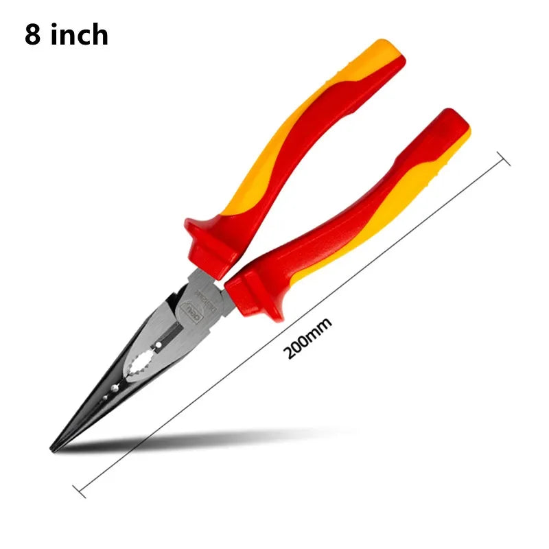 Deli 1000V VDE Insulated Pliers – Diagonal, Long Nose & Wire Cutter