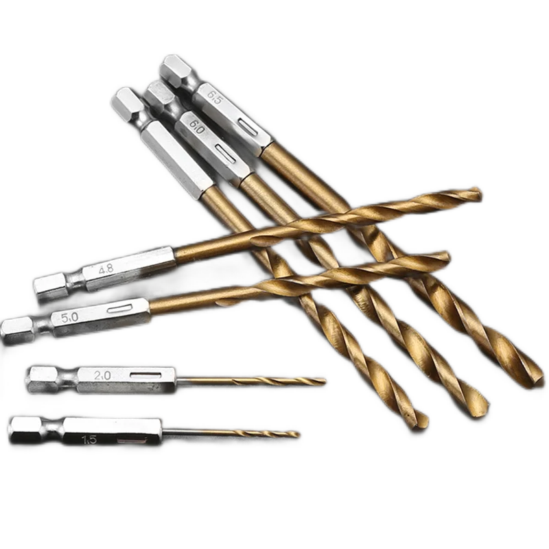 13PCS Titanium Hex Shank Twist Drill Bit Set (1.5–6.5mm)