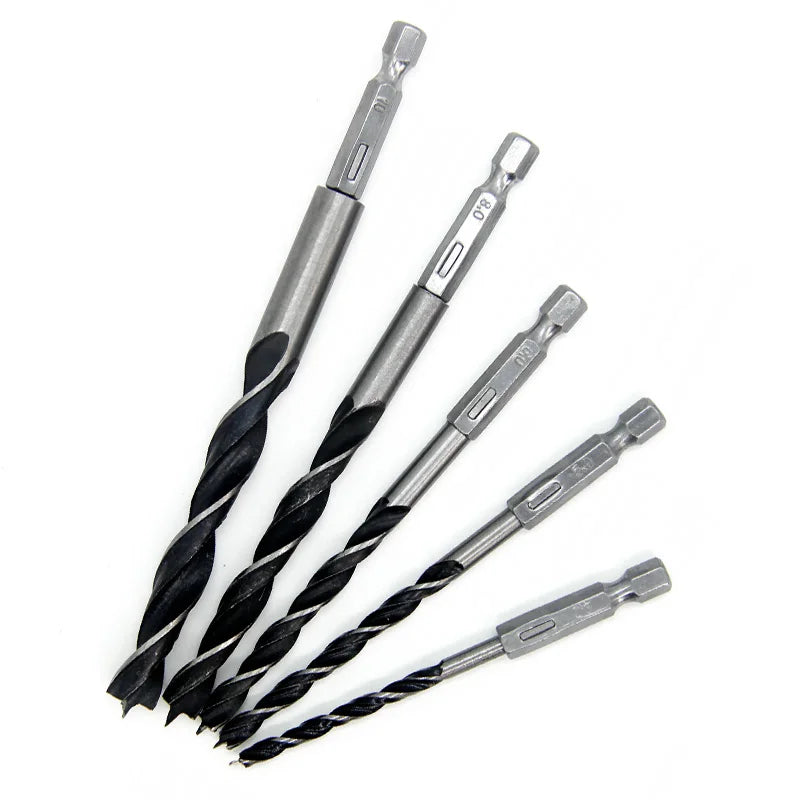 3/5pcs 3 4 5 6 7 8 10mm Quick Change Metal Tools 1/4" Hex Shank Wood HCS Drill Bit Set Round handle