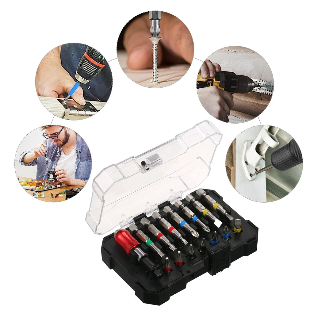 15PCS Drill Bit Set Screwdriver Bit Set Impact Driver Bit Set for Wood, Metal Steel and Security Screwdriver Bits for Power Tool