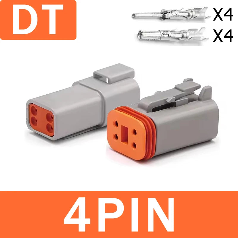 1Set DT Connector 2P/3P/4P/6P/8P 22-16AWG Waterproof Electrical Deutsch Connector Plug Kit DT06-2S DT04-2P For Car