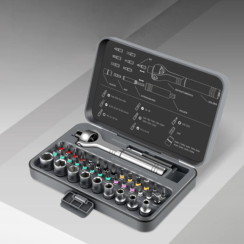 2026 New Ratchet Screwdriver Set Magnetic Wrench Semi-automatic Multi-purpose Sleeve Toolbox Bicycle Repair Tools DIY Tools Kit