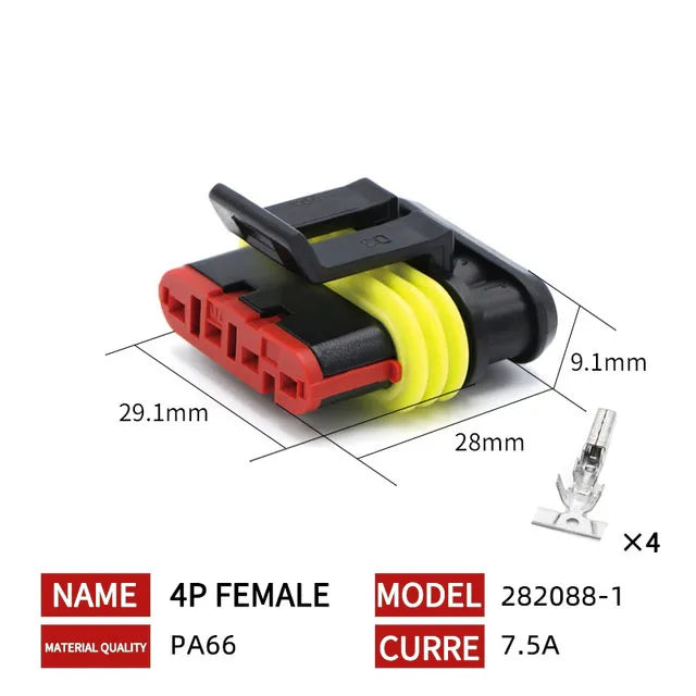 20/50/100Sets AMP Waterproof Connector 1/2/3/4/5/6 Pin 12A IP68 Electrical Automotive Wire Connector Plug Terminals Truck Car