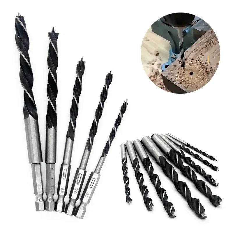 3/5pcs 3 4 5 6 7 8 10mm Quick Change Metal Tools 1/4" Hex Shank Wood HCS Drill Bit Set Round handle