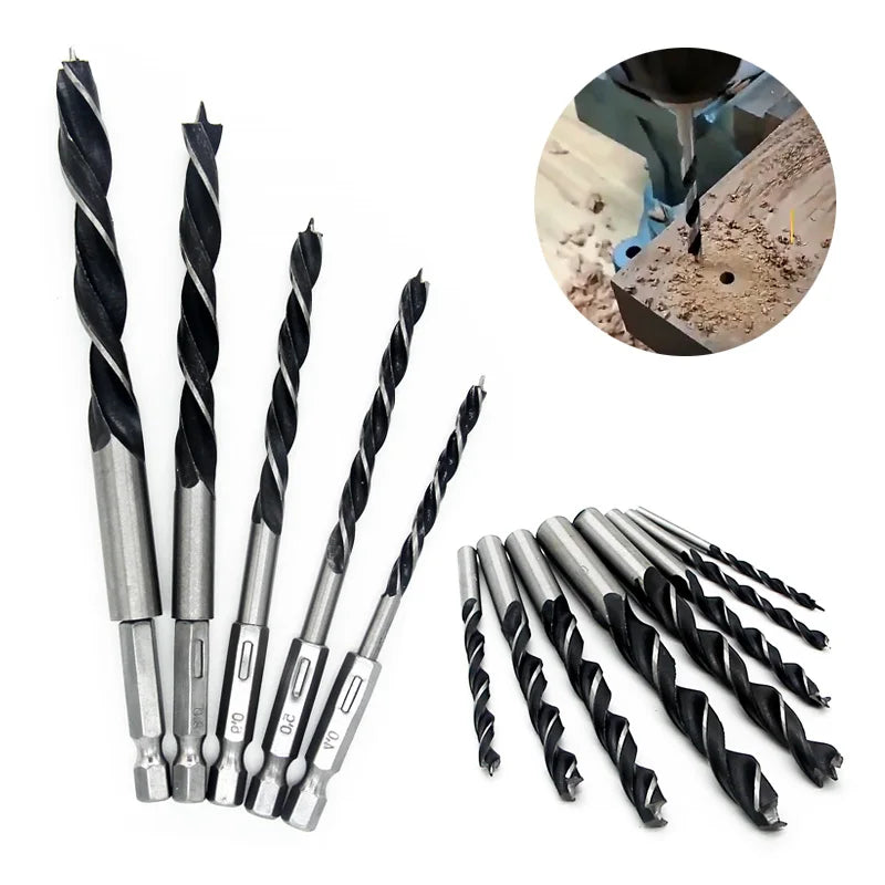 3/5pcs 3 4 5 6 7 8 10mm Quick Change Metal Tools 1/4" Hex Shank Wood HCS Drill Bit Set Round handle