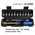 15PCS Torque Wrench Set 1/4" 2-24nm Bi-directional Bicycle Hex Wrench Tool Professional Maintenance And Car Moto Repair Tools