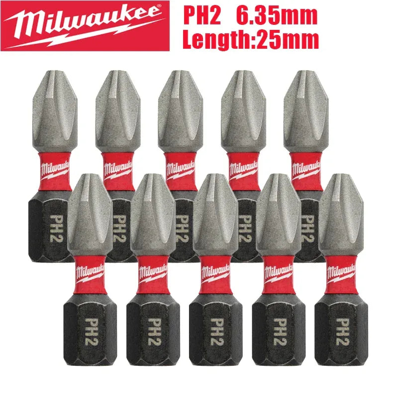 Milwaukee Original PH2 Drill Bits 63.5mm – High-Speed Steel Screwdriver Heads with Magnetism
