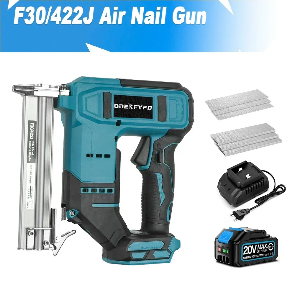 2 in 1 Brushless Electric Nail Gun Cordless Nailer Stapler Framing U-shape Nail Woodworking Tools Fit For Makita 18V Battery