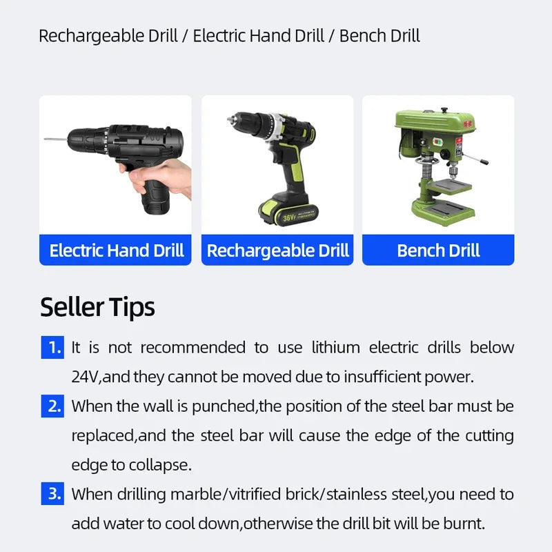 Tungsten Carbide Tile & Glass Drill Bit Set (3–12mm)