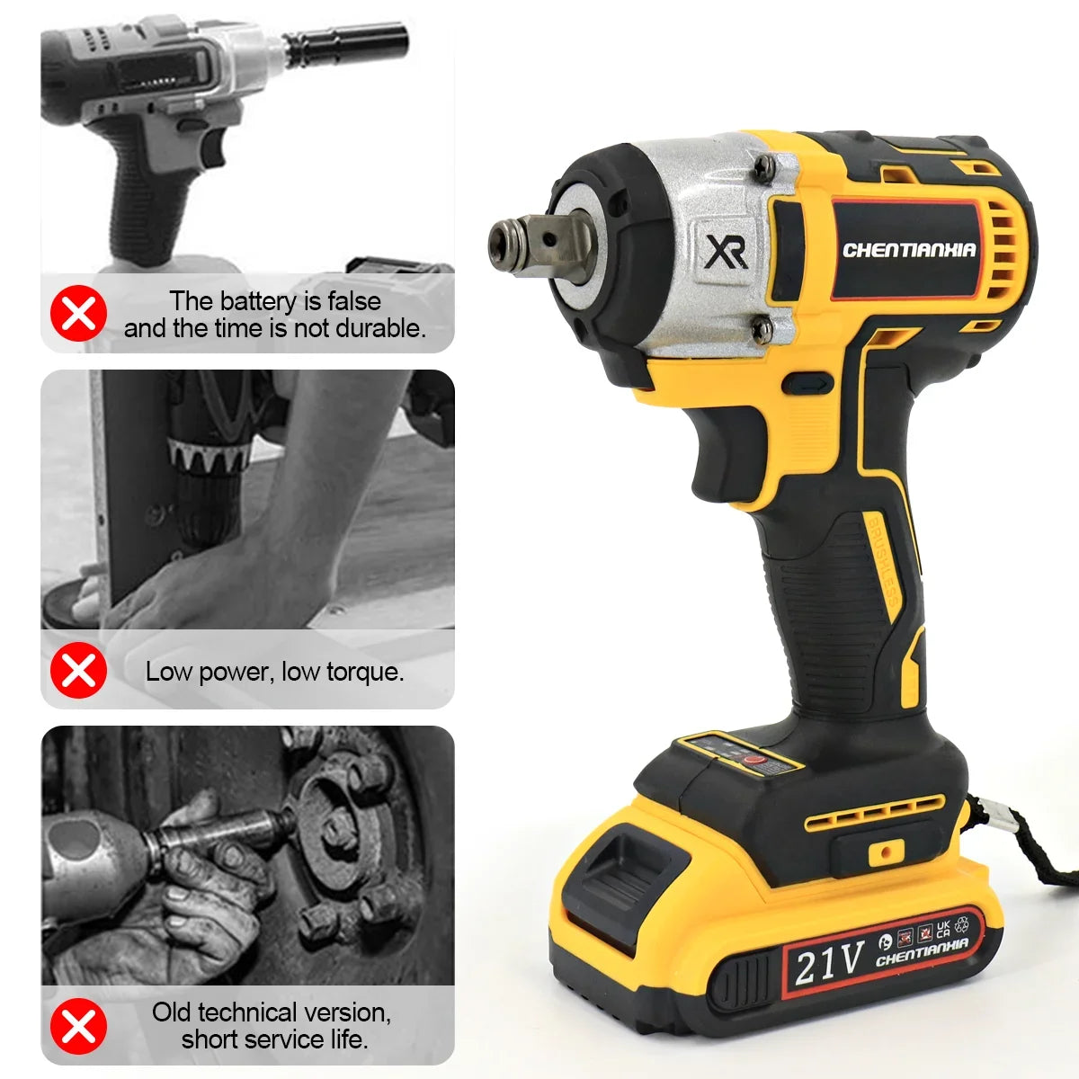 1000Nm 1/2" Cordless Electric Impact Wrench Drill Gun Ratchet Driver Includes 2 Battery, Charger and Kit Bag