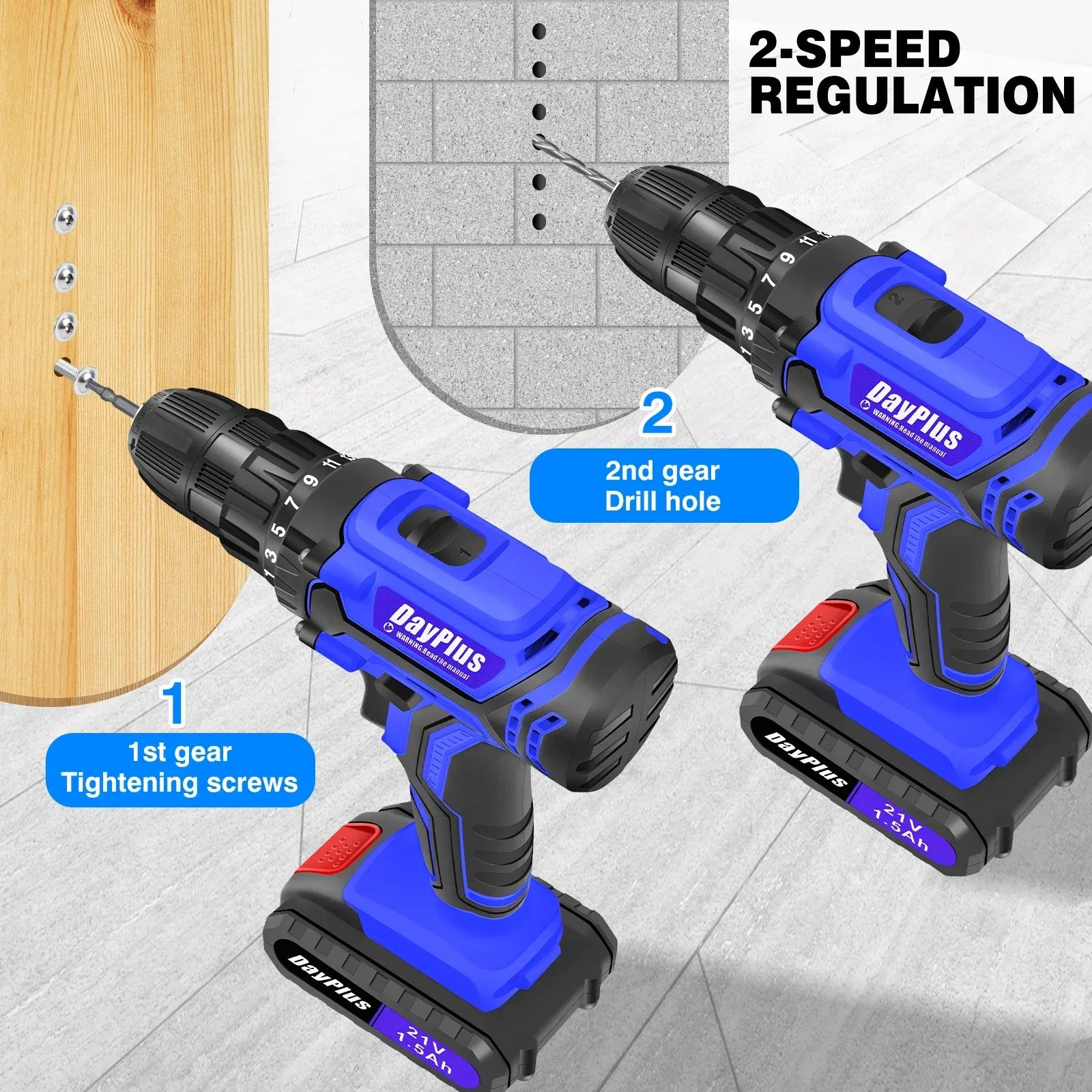 Cordless Drill & Electric Screwdriver Kit – 45Nm DIY Home & Garden UK