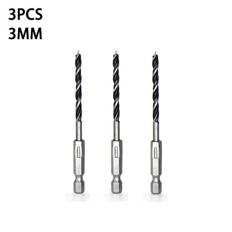 3/5pcs 3 4 5 6 7 8 10mm Quick Change Metal Tools 1/4" Hex Shank Wood HCS Drill Bit Set Round handle