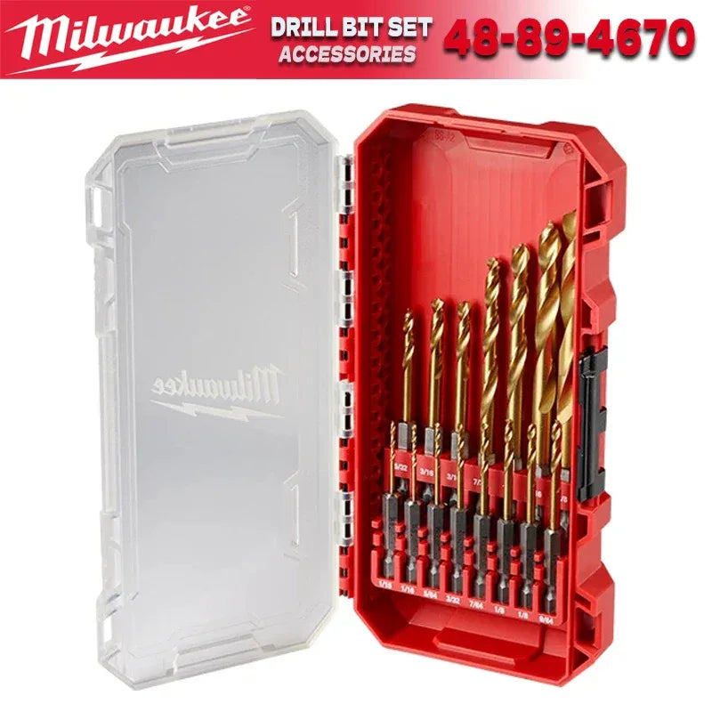 MILWAUKEE 48-89-4670 15PC SHOCKWAVE RED HELIX Titanium Drill Bit Set – Impact Duty