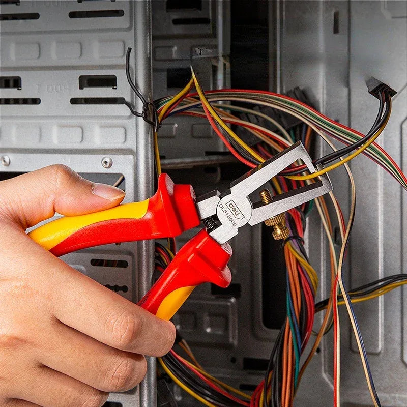 Deli 1000V VDE Insulated Pliers – Diagonal, Long Nose & Wire Cutter