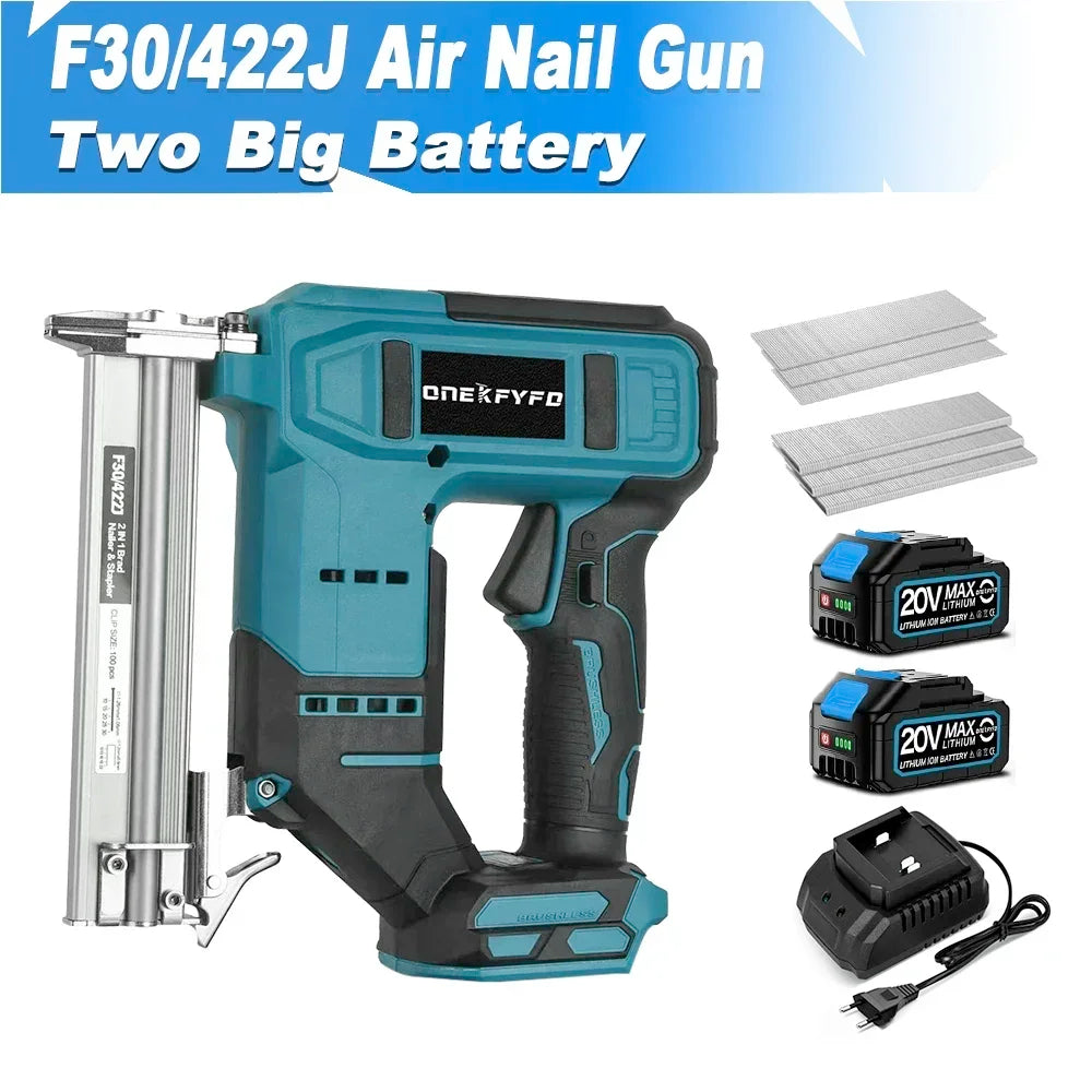 2 in 1 Brushless Electric Nail Gun Cordless Nailer Stapler Framing U-shape Nail Woodworking Tools Fit For Makita 18V Battery
