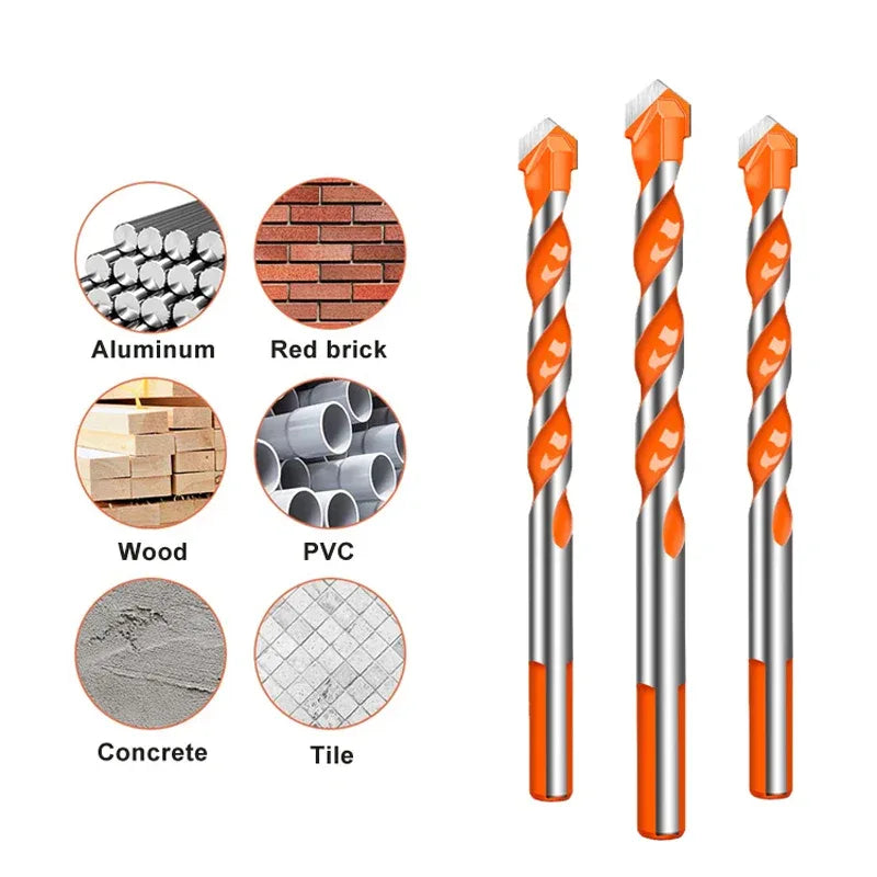 3-12mm Threaded Triangle Tungsten Steel Wall Tile Concrete Drilling Bit Household Marble Overlord Diamond Hand Electric Drill