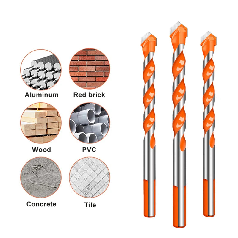 3-12mm Threaded Triangle Tungsten Steel Wall Tile Concrete Drilling Bit Household Marble Overlord Diamond Hand Electric Drill