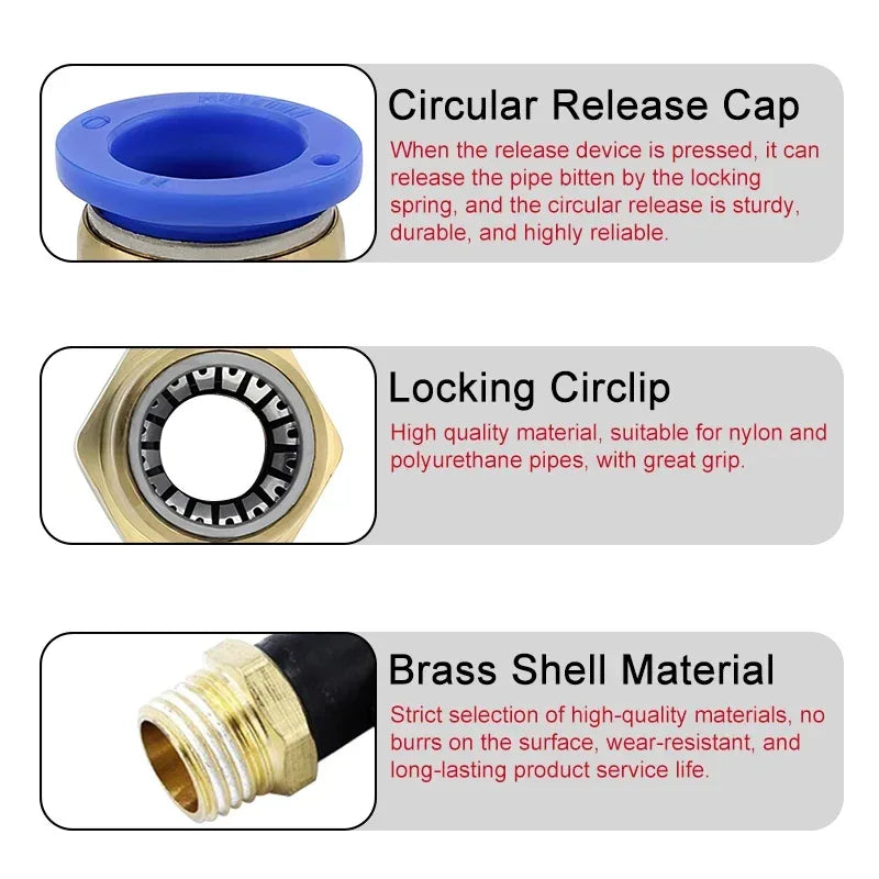 5Pcs SL Water Air Hose Pneumatic Air Connector 1/8 "1/4" 3/8 "1/2" Male Thread Elbow Pneumatic Fitting 4/6/8/10/12mm