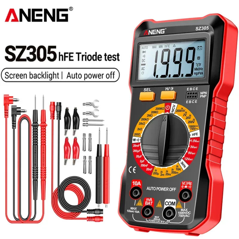 ANENG SZ305 Digital Multimeter Professional AC/DC Voltage Ammeter Capacitor hFE Triode NCV Voltage Induction Electrician Tester