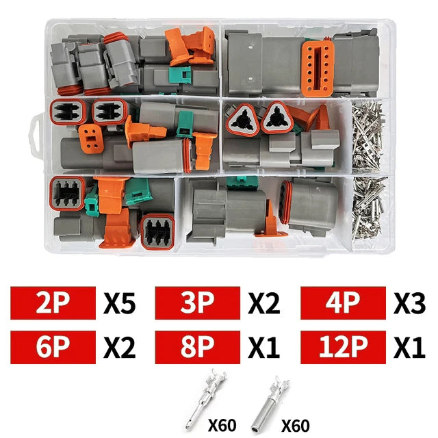 1Set DT Connector 2P/3P/4P/6P/8P 22-16AWG Waterproof Electrical Deutsch Connector Plug Kit DT06-2S DT04-2P For Car