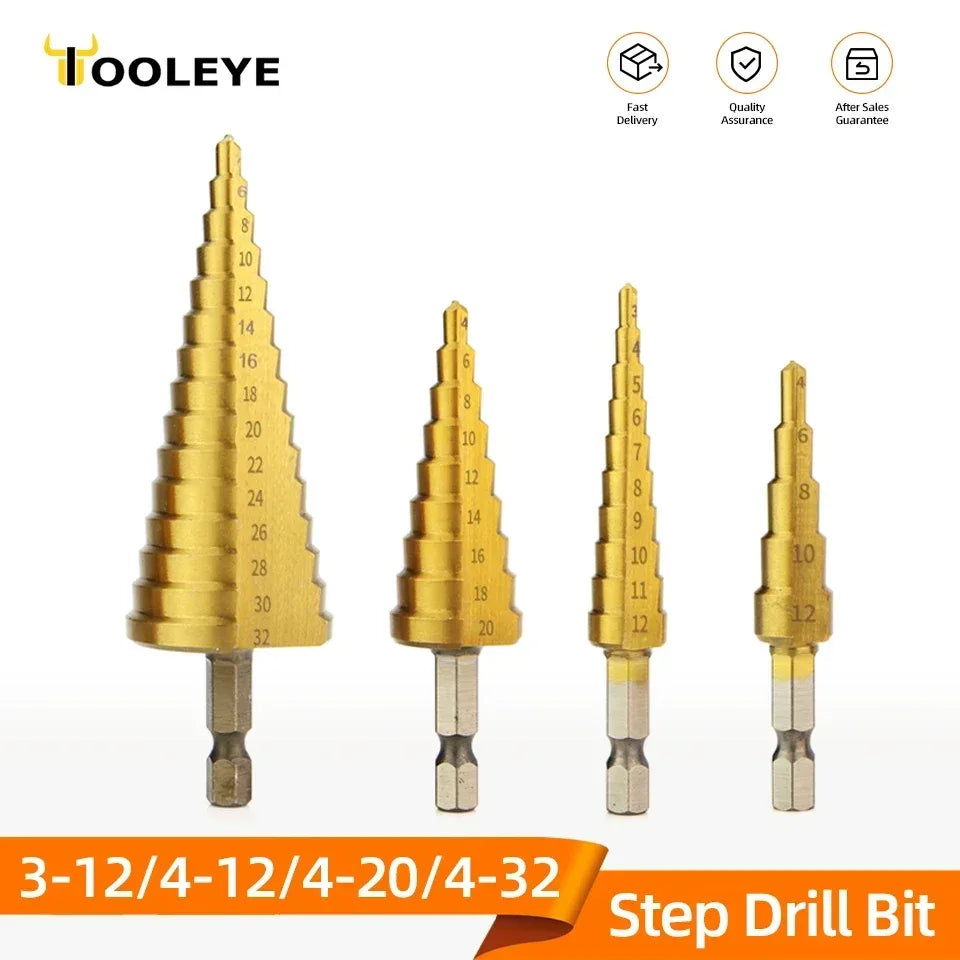 HSS titanium step drill bit set for metal and wood UK