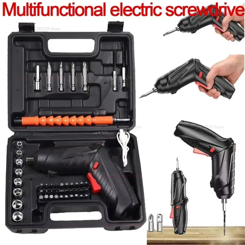 47pcs Rechargeable 36V Cordless Electric Screwdriver Kit with Lithium Battery Folding Power Tool for Home DIY Repairs