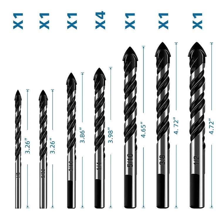 3-12mm Threaded Triangle Tungsten Steel Wall Tile Concrete Drilling Bit Household Marble Overlord Diamond Hand Electric Drill