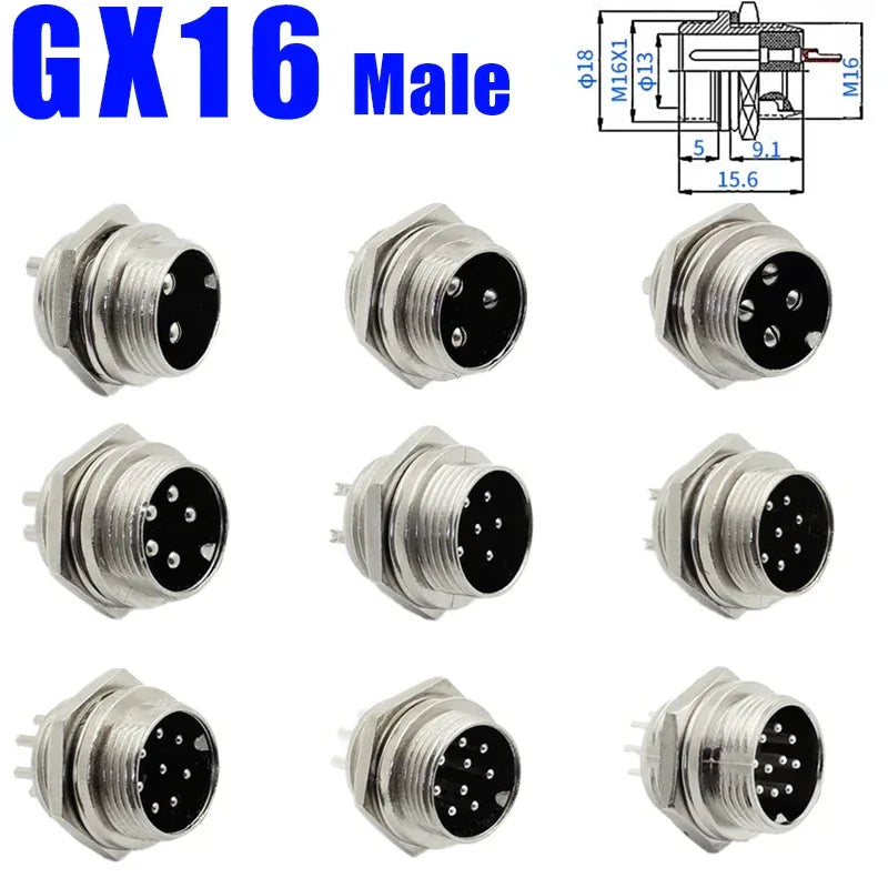 5pcs GX12 GX16 GX20 2 3 4 5 6 7 8 9 10 12 14 15 Pin Docking Aviation Plug Socket Circular Connector